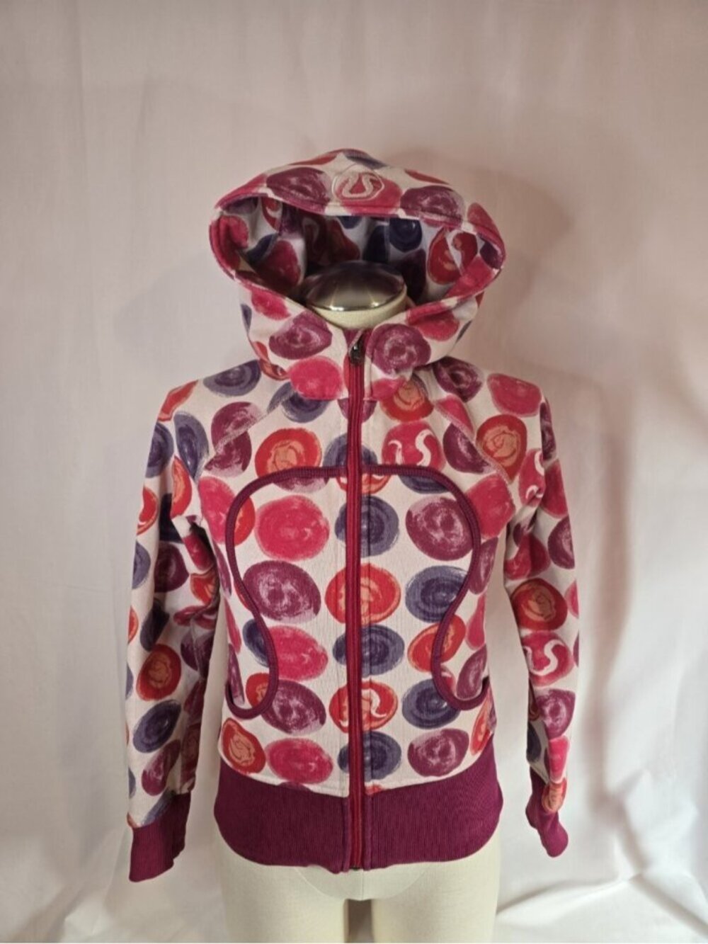RARE Lululemon VTG OG Scuba Hoodie Pink and Purple Polkadot Size 2 Y2K Preppy